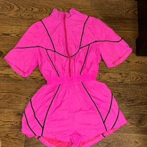 Bright Pink Windbreaker romper